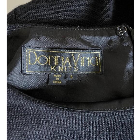 Donna Vinci Knits Vintage Church Dress Green Black Beaded Size 6 Modest Wool - Picture 5 of 12